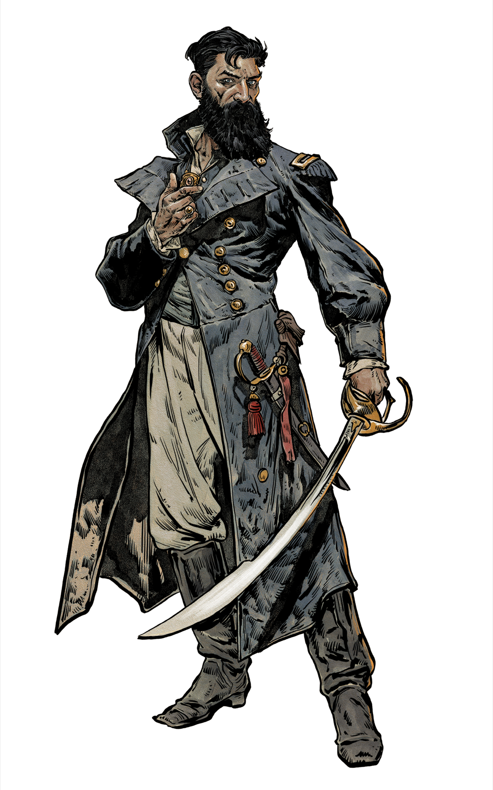 Pirate Captain, drawn at Medium scale