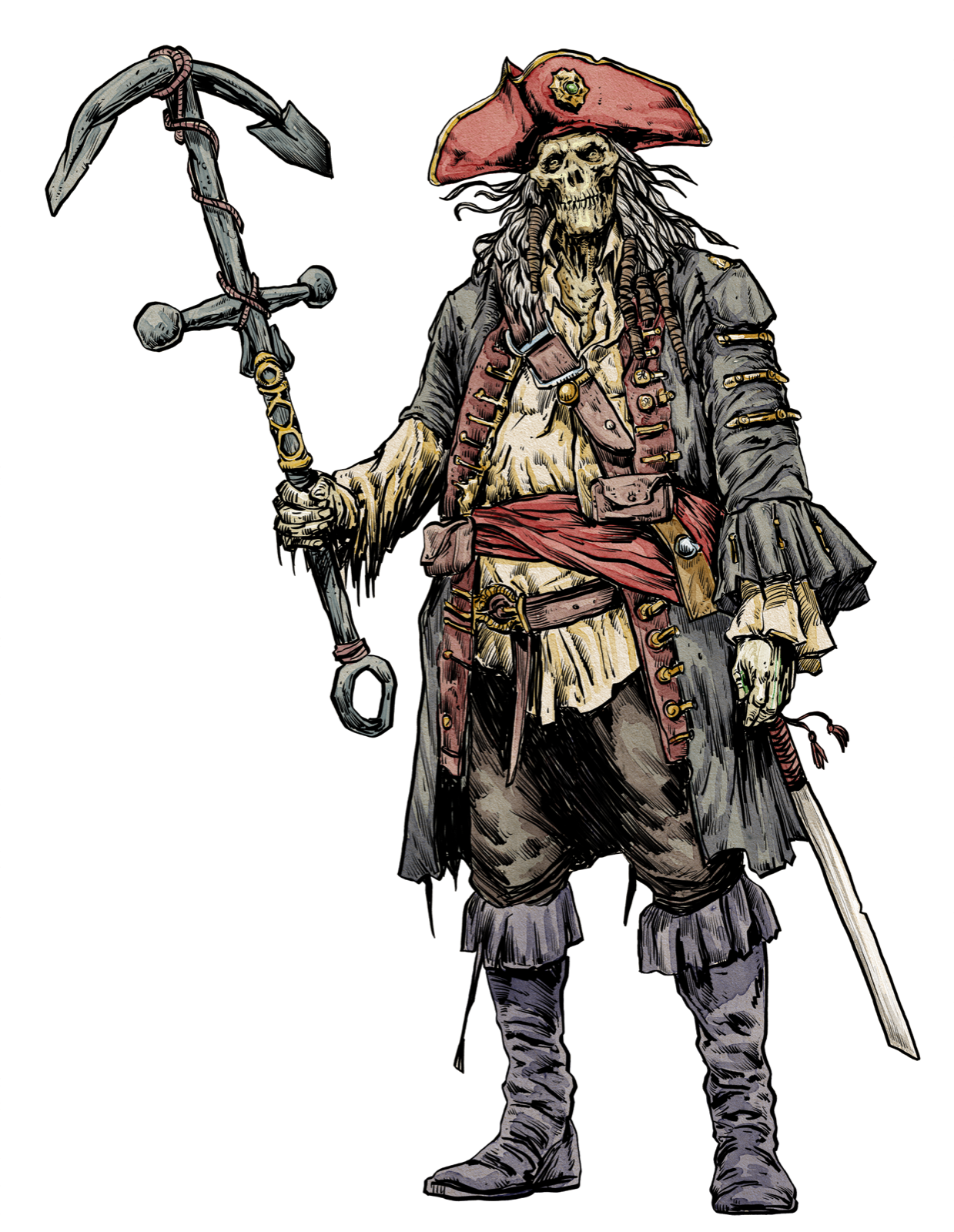 Undead Pirate Captain, drawn at Medium scale